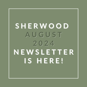 a green background with the words sherwood august 23 newsletter is here