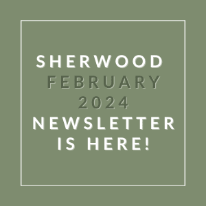 a green background with the text sherwood january 2024 newsletter is here