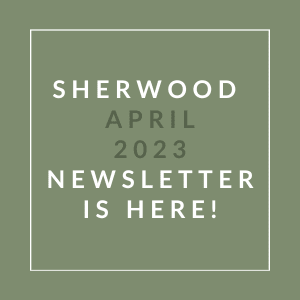 a green background with the words sherwood april 23 newsletter is here