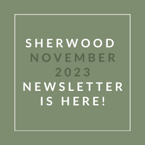 a green background with white text and the words sherwood october 22 23 newsletter