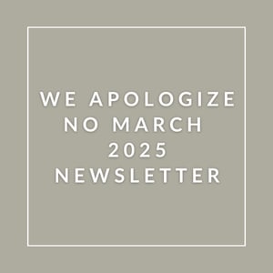 A newsletter titled "We Apologize No March 2025 Newsletter" is displayed.