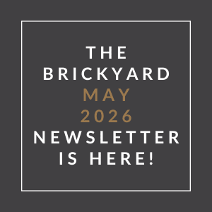 The image announces the availability of the Brickyard May 2026 newsletter.