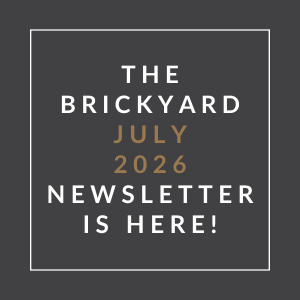 The image announces the availability of the Brickyard July 2026 newsletter.