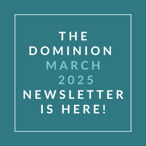 The image announces the availability of the Dominion March 2025 newsletter.