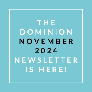 a white line on a blue background with the words the domination november 2024