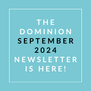 a white line on a blue background with the words the dominion september 24