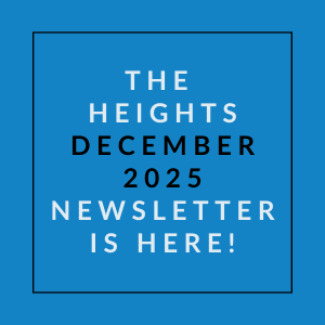 The image announces the availability of the Heights December 2025 newsletter.