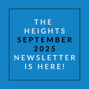 The image announces the availability of "The Heights September 2025 Newsletter".