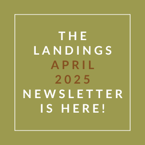The image announces the availability of the Landings April 2025 newsletter.