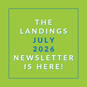 The image announces the availability of the Landings July 2026 newsletter.