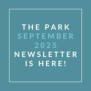 The image announces the availability of the park's September 2025 newsletter.