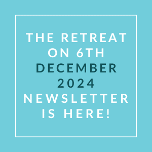 the retreat on 6th november 2024 newsletter is here text on blue background