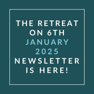 The image announces the availability of a newsletter for a retreat on January 6th, 2025.
