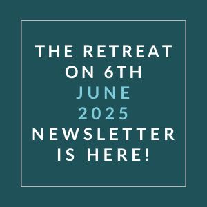 The image announces the availability of a newsletter for a retreat on June 6th, 2025.