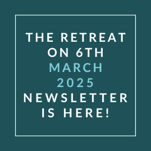 The image announces the availability of a newsletter for an event called "The Retreat" scheduled for March 6th, 2025.