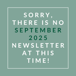 The image displays a message apologizing for the absence of a September 2025 newsletter.