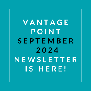 a white line on a blue background with the words vantage point september 2024