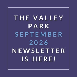 The image announces the availability of the Valley Park September 2026 newsletter.