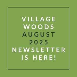 A green square with white text announcing the August 2025 newsletter.