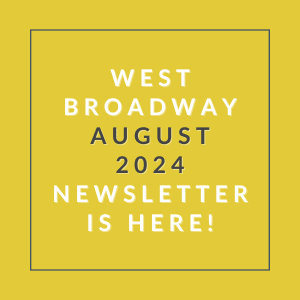 a yellow background with the words west broadway august 23 newspaper is here