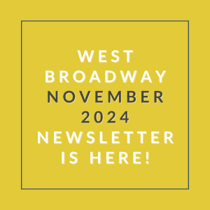 a yellow background with the words west broadway october 23 newspaper is here