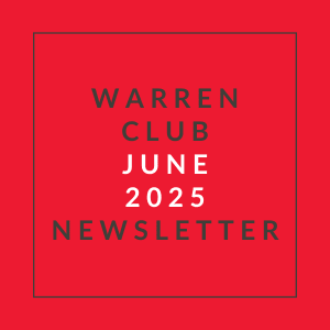 A red cover of the Warren Club June 2025 newsletter.