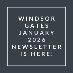 The image is a cover of the Windsor Gates January 2026 newsletter.