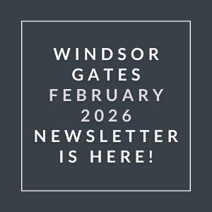 The image is a cover of the Windsor Gates January 2026 newsletter.