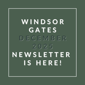 The image is a cover of the Windsor Gates newsletter for December 2025.