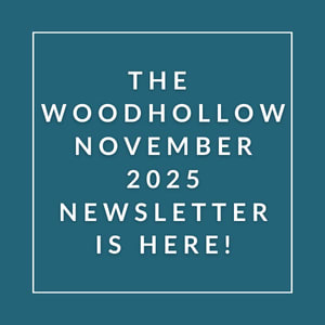 The image announces the release of "The Woodhollow November 2025 Newsletter".