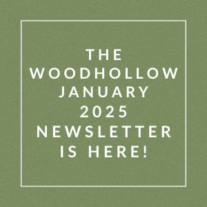 The image announces the availability of the Woodhollow January 2025 newsletter.