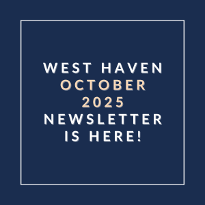 The image announces the availability of the West Haven October 2025 newsletter.