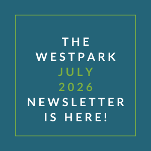 The image announces the availability of the Westpark July 2026 newsletter.