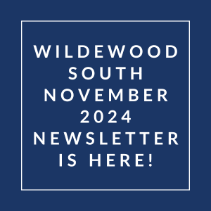 the white text on a blue background reads wildwood south october 2024 newsletter is