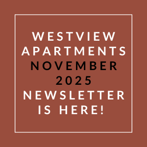 The image is a cover of the Westview Apartments November 2025 newsletter.