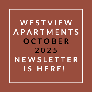 The image is a cover of the Westview Apartments October 2025 newsletter.