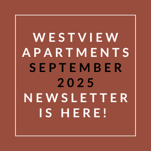 The image is a cover of the Westview Apartments September 2025 newsletter.
