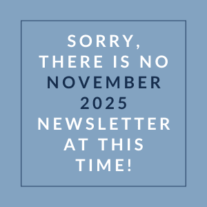 The image displays a message apologizing for the absence of a November 2025 newsletter.