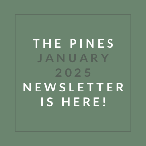The image announces the availability of the Pines January 2025 newsletter.