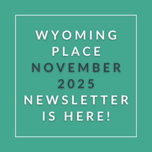 The image announces the release of the Wyoming Place November 2025 newsletter.