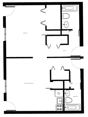 Floor Plan  1 bedroom deluxe floor plan