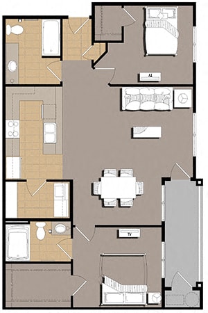 Floor Plan  Two Bed Two Bath