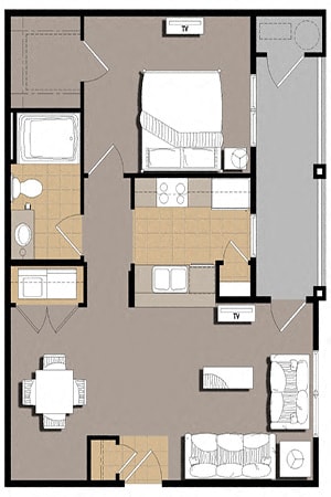 Floor Plan  One Bed One Bath