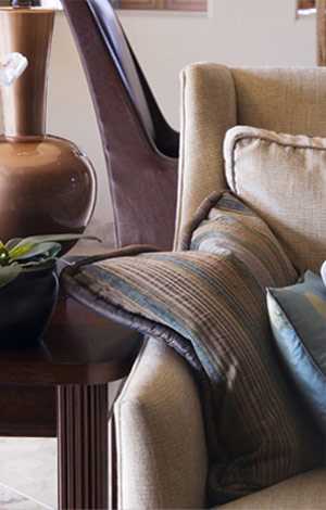 a living room with a couch and a table