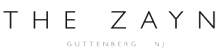 The image displays the text "THE ZAYN" in large white letters on a black background, followed by "GUTTENBERG - NJ" in smaller white letters.