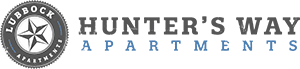 The image is a logo for Hunter's Way Apartments.
