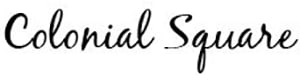 The image displays the words "Colonial Square" in a cursive font.