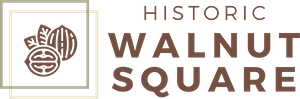 The Historic Walnut Square Logo with a walnut in a square and the words beside the image