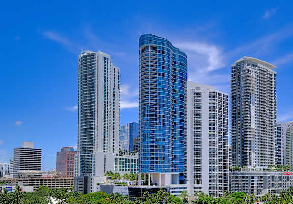 a view of the downtown miami skyline at Regatta at New River, Fort Lauderdale, FL