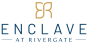 a logo for the enclave at riverdale logo with a black background and the word